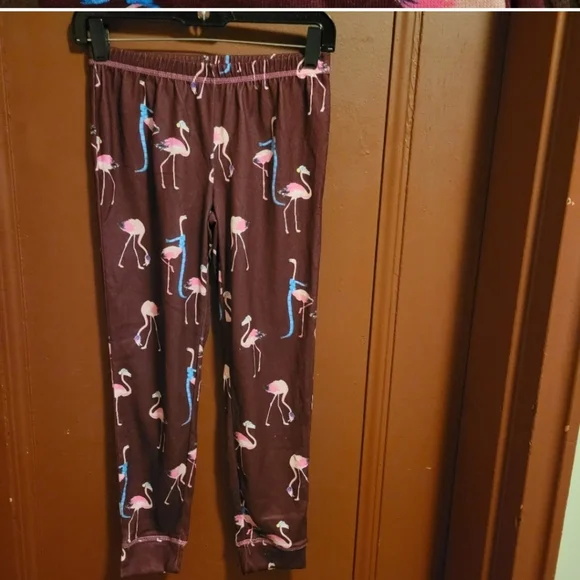 Justice 2-PC Pajama Set Burgundy Flamingo Print Size 10 - Picture 6 of 12